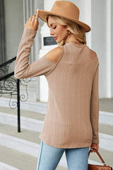 Round Neck Cold Shoulder T-Shirt - Trendsi - Flyclothing LLC