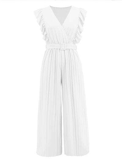 Ruffled Surplice Cap Sleeve Jumpsuit - Trendsi - Flyclothing LLC