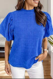 Mock Neck Puff Sleeve Blouse - Trendsi - Flyclothing LLC