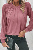 Heathered Round Neck Long Sleeve T-Shirt - Trendsi - Flyclothing LLC