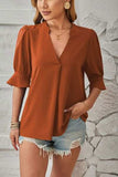 Notched Half Sleeve T-Shirt - Trendsi - Flyclothing LLC
