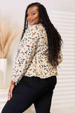 Double Take Printed Tied Plunge Peplum Blouse - Trendsi