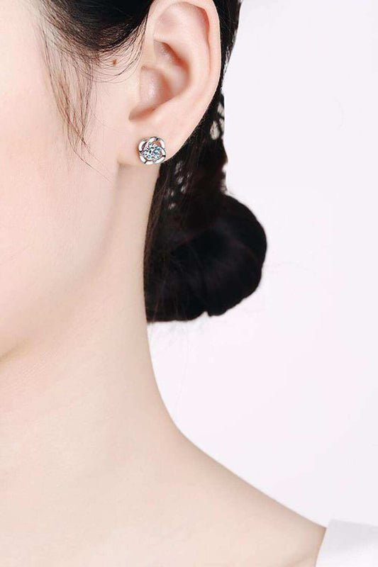 It's Your Day Moissanite Rhodium-Plated Stud Earrings - Trendsi - Flyclothing LLC