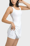 Square Neck Sports Tank Dress with Full Coverage Bottoms - Trendsi - Flyclothing LLC