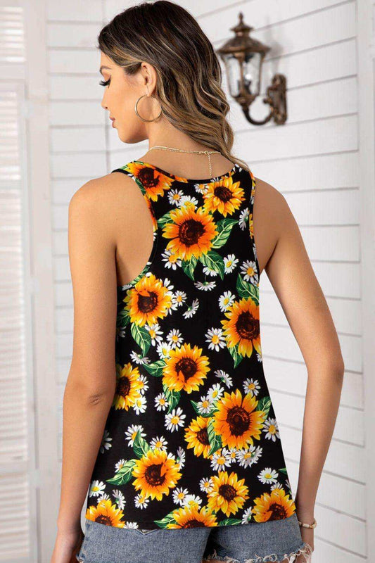 Floral Scoop Neck Tank Top - Trendsi - Flyclothing LLC