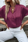 Notched Short Sleeve Blouse - Trendsi - Flyclothing LLC