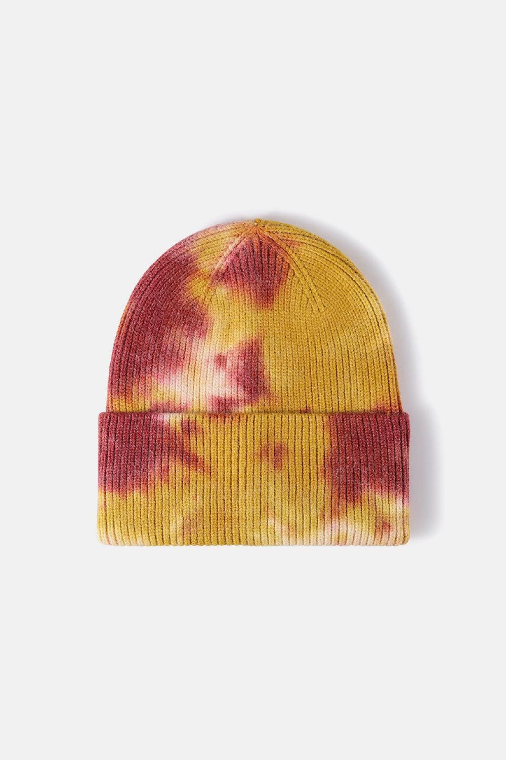 Tie-Dye Cuffed Rib-Knit Beanie Hat - Trendsi