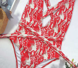 Halter Neck Deep V Tied One-Piece Swimsuit - Trendsi - Flyclothing LLC