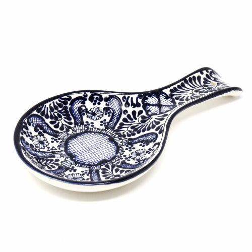 Handmade Pottery Spoon Rest, Blue Flower - Encantada - Encantada - Flyclothing LLC