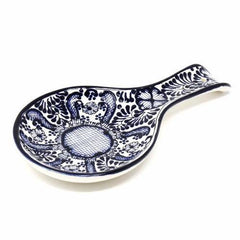 Handmade Pottery Spoon Rest, Blue Flower - Encantada - Encantada