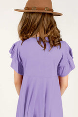 Round Neck Petal Sleeve Dress - Trendsi - Flyclothing LLC