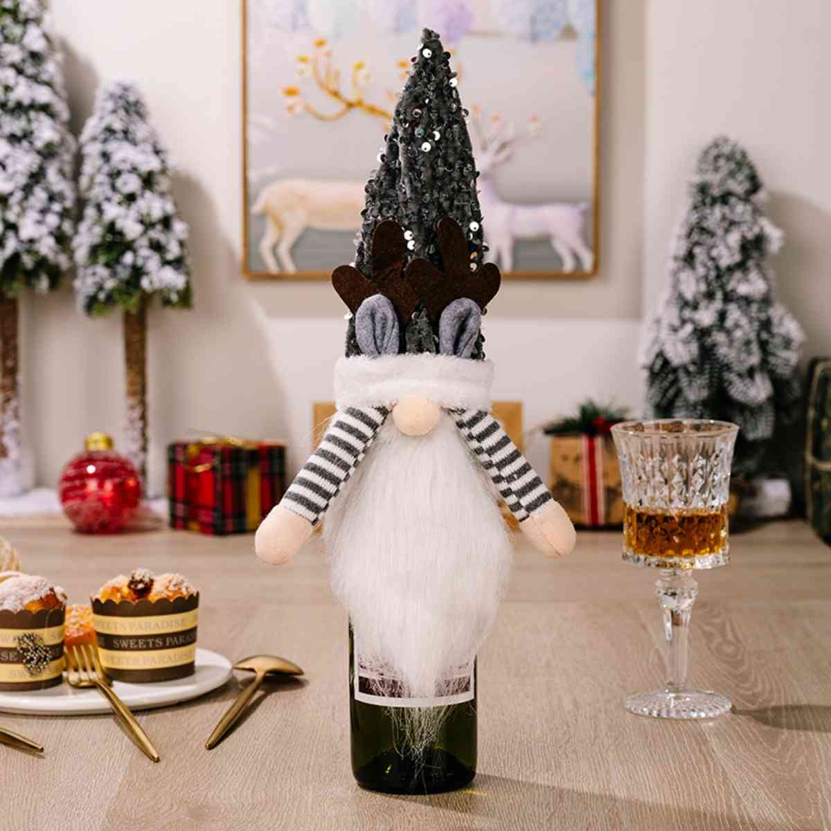 Sequin Pointed Hat Wine Bottle Cover - Trendsi - Flyclothing LLC