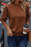 Texture Round Neck Long Sleeve Sweatshirt - Trendsi - Flyclothing LLC