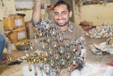 Handcrafted Ornate Star Chime, Recycled Iron and Glass Beads - Asha Handicrafts - Flyclothing LLC