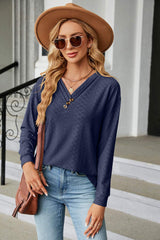 V-Neck Long Sleeve T-Shirt - Trendsi - Flyclothing LLC