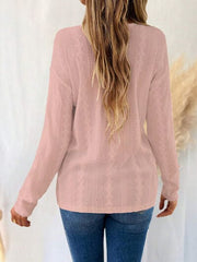 Eyelet V-Neck Dropped Shoulder T-Shirt - Trendsi