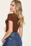 Basic Bae Full Size Ribbed Round Neck Short Sleeve T-Shirt - Trendsi - Flyclothing LLC