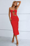Cutout Strapless Drawstring Detail Split Bandage Dress - Trendsi