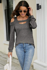 Cutout Cold-Shoulder Top - Trendsi - Flyclothing LLC