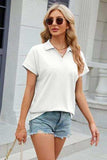 Johnny Collar Short Sleeve Blouse - Trendsi - Flyclothing LLC
