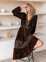 Drawstring V-Neck Crochet Dress - Trendsi - Flyclothing LLC