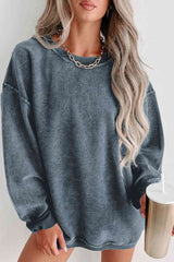 Round Neck Dropped Shoulder Sweatshirt - Trendsi - Flyclothing LLC