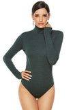 Ribbed Turtleneck Long Sleeve Bodysuit - Trendsi - Flyclothing LLC