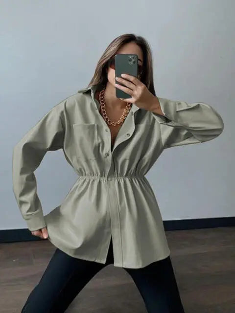 Snap Down Collared Jacket - Trendsi - Flyclothing LLC