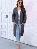 Open Front Longline Cardigan with Pockets - Trendsi - Flyclothing LLC