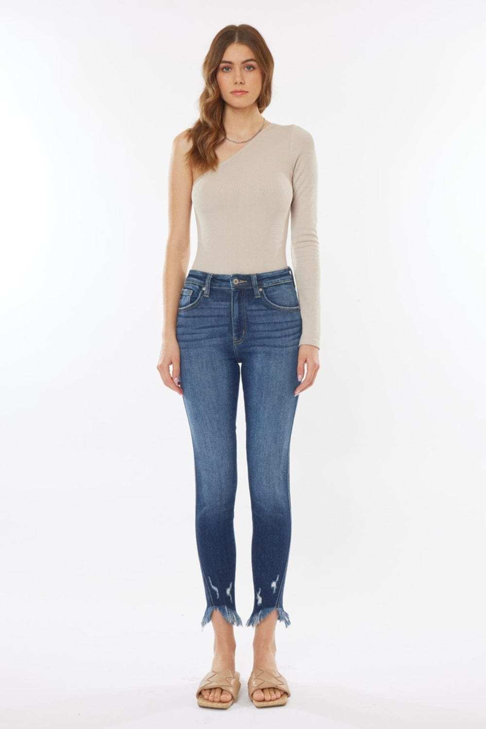 Kancan Raw Hem High Waist Cropped Jeans - Trendsi - Flyclothing LLC