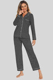 Collared Neck Loungewear Set with Pocket - Trendsi