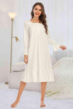 Flounce Sleeve Ruffle Hem Night Dress - Trendsi