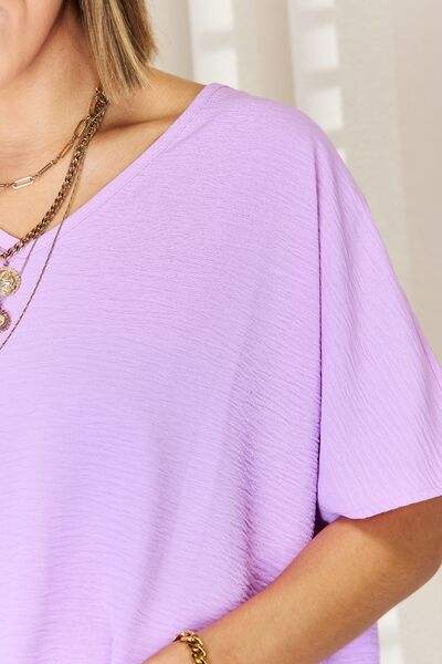 Zenana Texture Short Sleeve T-Shirt - Trendsi - Flyclothing LLC
