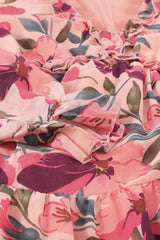 Floral Frill Trim Flounce Sleeve Plunge Maxi Dress - Trendsi - Flyclothing LLC
