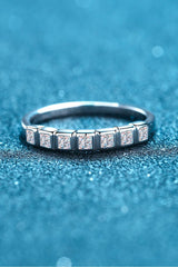 Moissanite Rhodium-Plated Half-Eternity Ring - Trendsi
