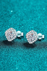 925 Sterling Silver Inlaid 2 Carat Moissanite Square Stud Earrings - Trendsi - Flyclothing LLC