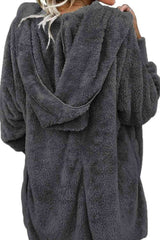 Teddy Hooded Jacket with Pockets - Trendsi - Flyclothing LLC