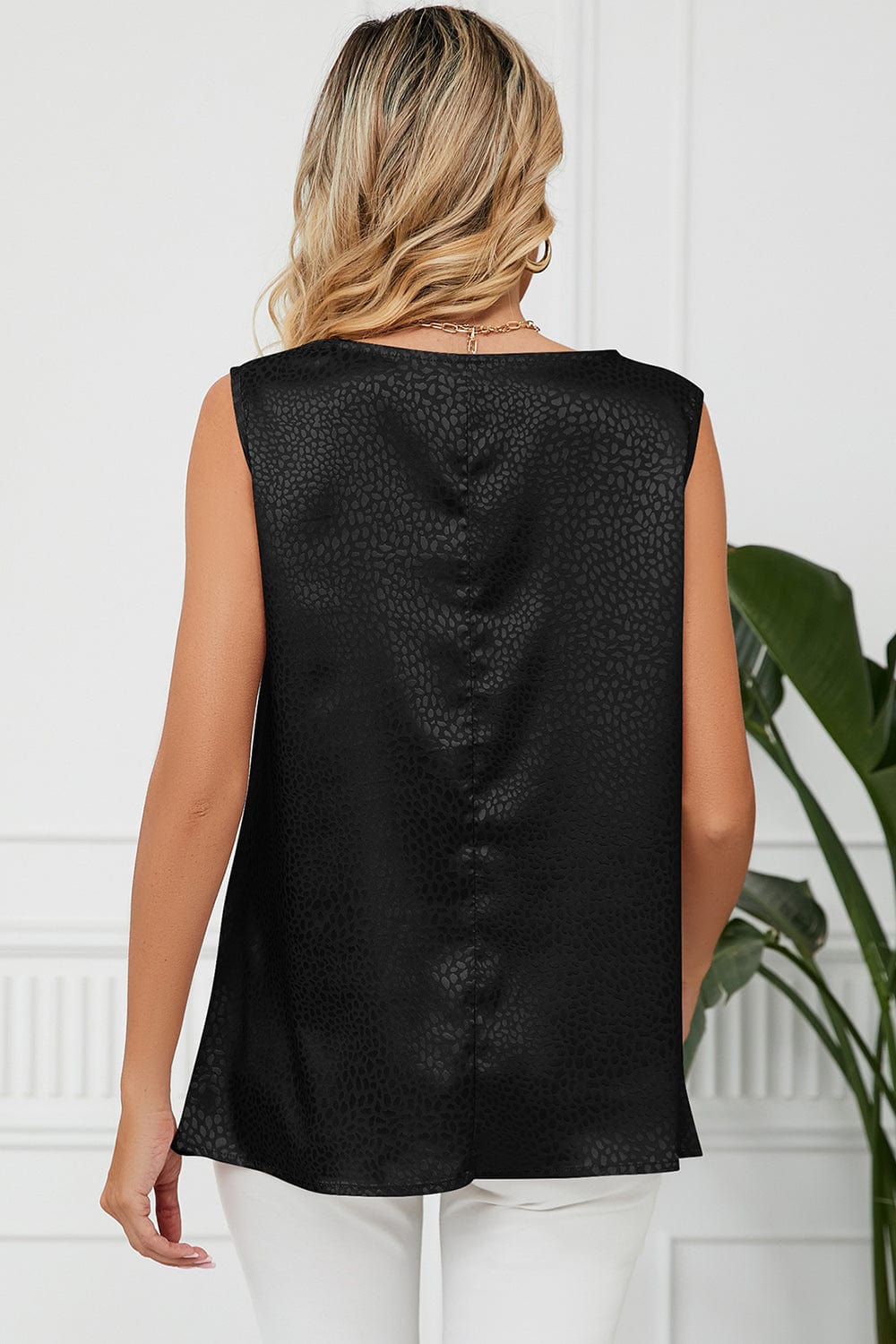 Ruched Cowl Neck Tank - Trendsi