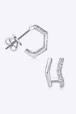 Moissanite 925 Sterling Silver Double-Layered Earrings - Trendsi - Flyclothing LLC