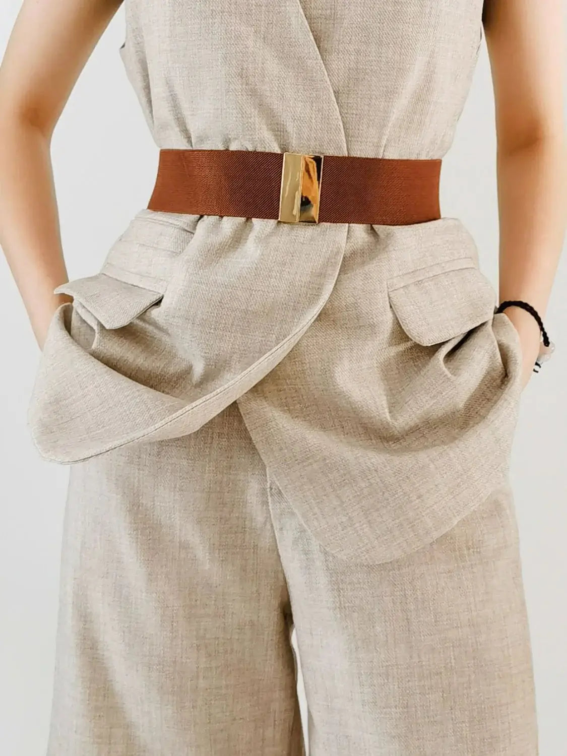 Alloy Buckle Elastic Belt - Trendsi - Flyclothing LLC
