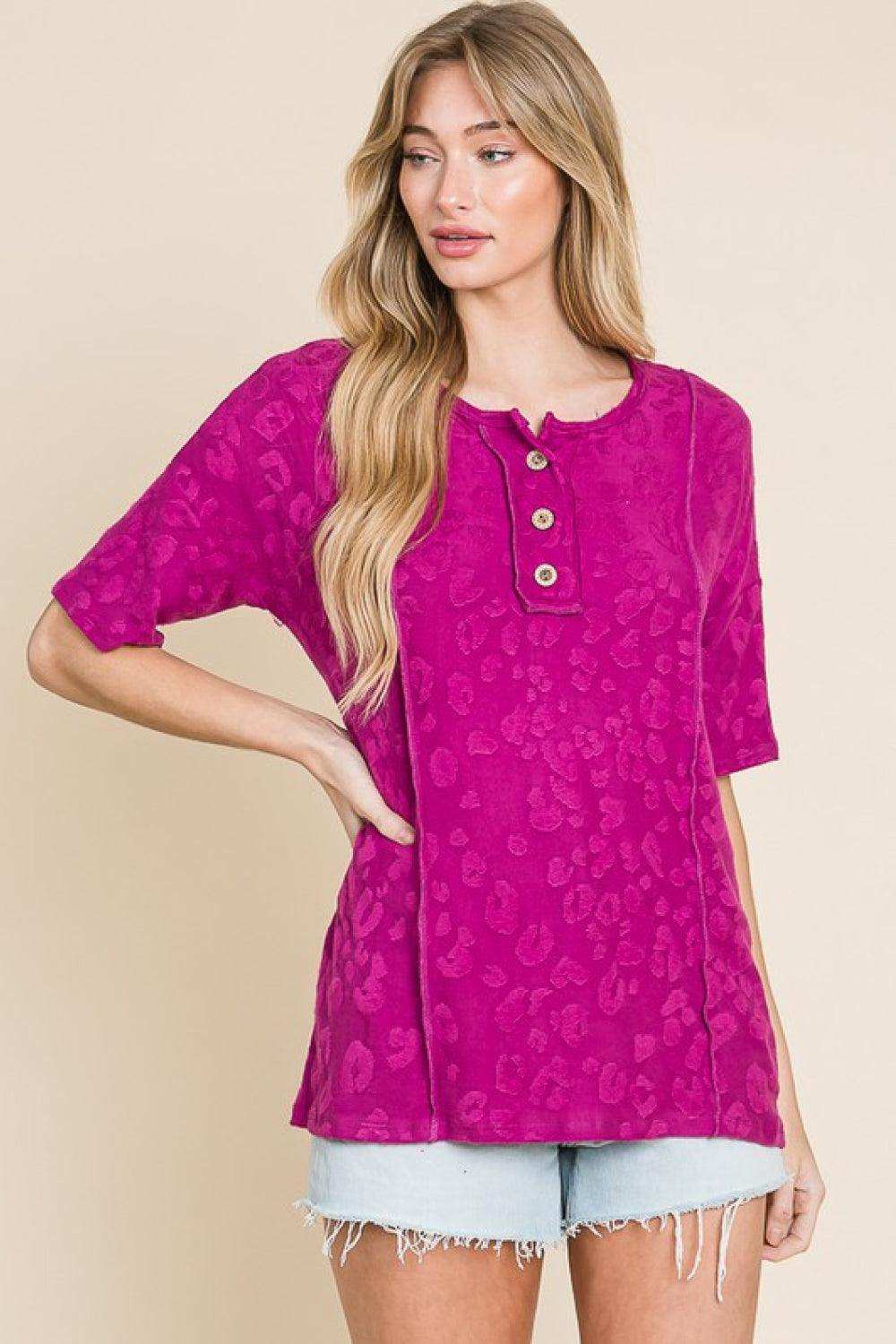 BOMBOM At The Fair Animal Textured Top - Trendsi - Flyclothing LLC