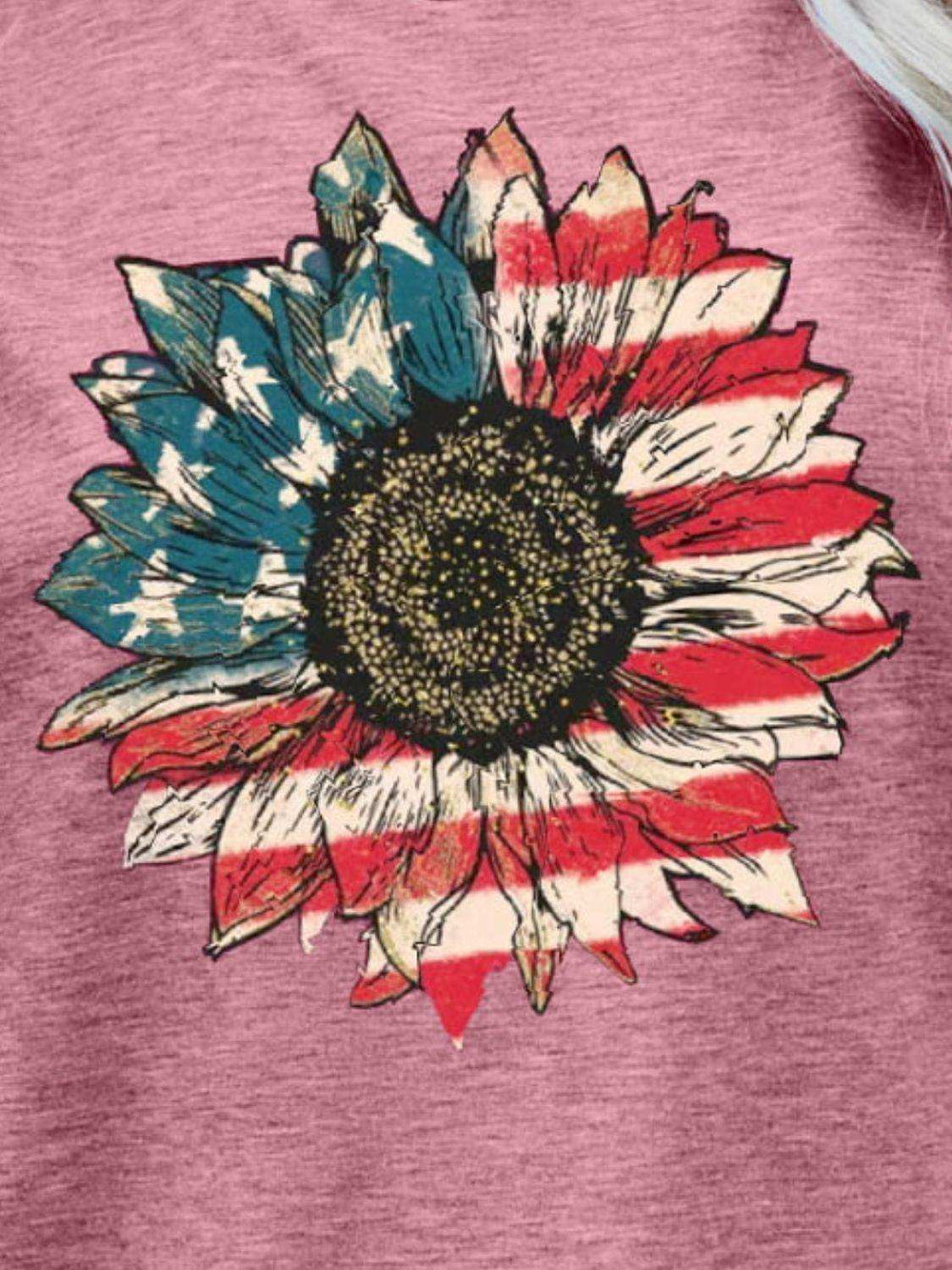 US Flag Flower Graphic Tee - Trendsi - Flyclothing LLC