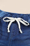 Drawstring Distressed Raw Hem Jeans with Pockets - Trendsi - Flyclothing LLC