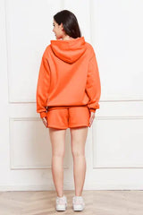 Drop Shoulder Long Sleeve Hoodie and Shorts Set - Trendsi - Flyclothing LLC