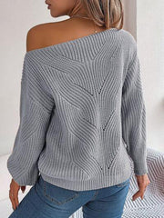 Openwork Long Sleeve Sweater - Trendsi