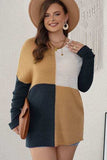 Plus Size Color Block Round Neck Sweater - Trendsi - Flyclothing LLC