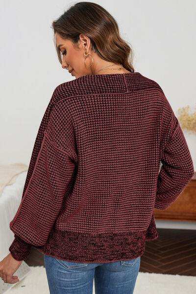 Waffle-knit Pocketed Open Front Cardigan - Trendsi - Flyclothing LLC