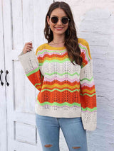Openwork Round Neck Knit Top - Trendsi - Flyclothing LLC