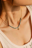 Turquoise Beaded 18K Gold-Plated Sun Shape Pendant Necklace - Trendsi - Flyclothing LLC