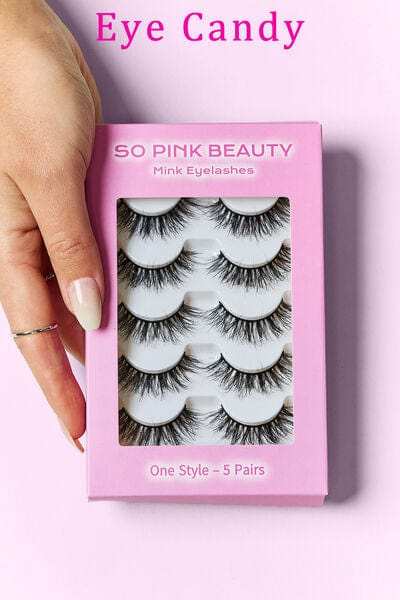 SO PINK BEAUTY Mink Eyelashes 5 Pairs - Trendsi - Flyclothing LLC